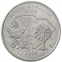 Монета США 25 центов 2000 Южная Каролина D