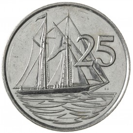 Монета Каймановы острова 25 центов 2008