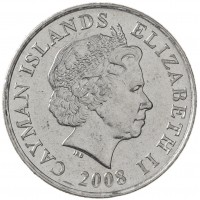Монета Каймановы острова 25 центов 2008