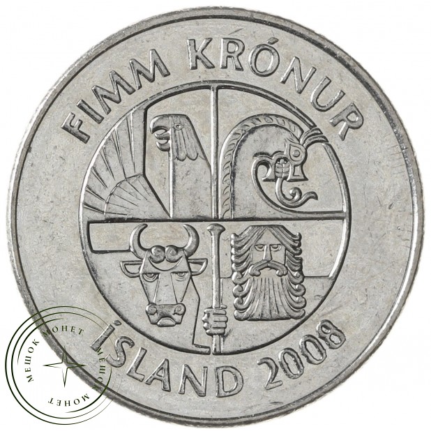 Исландия 5 крон 2008