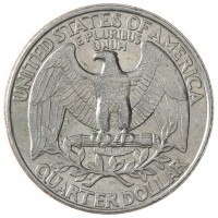 Монета США 25 центов 1996