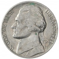 Монета США 5 центов 1981 P
