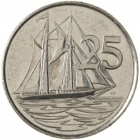 Монета Каймановы острова 25 центов 2005