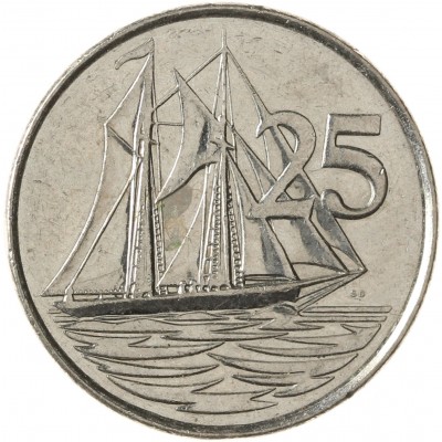 Монета Каймановы острова 25 центов 2005