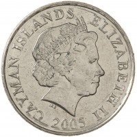 Монета Каймановы острова 25 центов 2005