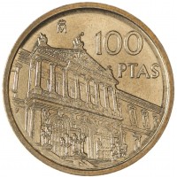 Монета Испания 100 песет 1996 Национальная библиотека