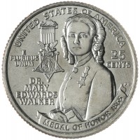 Монета США 25 центов 2024 Мэри Эдвардс Уокер