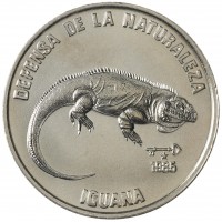 Монета Куба 1 песо 1985 Природный заповедник - Игуана