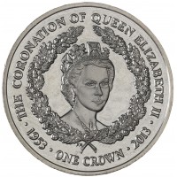 Фолклендские острова 1 крона 2013 60 лет коронации Королевы Елизаветы II