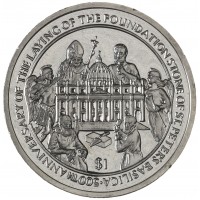 Монета Сьерра-Леоне 1 доллар 2006 500 лет началу строительства Собора Святого Петра