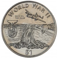 Монета Либерия 1 доллар 1997 Вторая мировая война - Рейд на дамбы