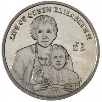 Монета Южная Георгия 2 фунта 2012 Королева-мать с младенцем Елизаветой II