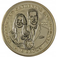 Монета Тристан-да-Кунья 1 крона 2010 Помолвка Уильяма и Кэтрин