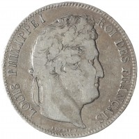 Монета Франция 5 франков 1843