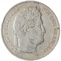 Монета Франция 5 франков 1842