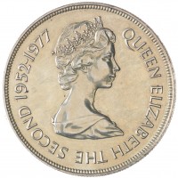 Монета Маврикий 25 рупий 1977 25 лет правлению Королевы Елизаветы II