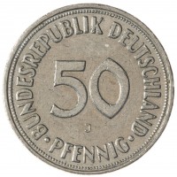 Монета Германия 50 пфеннигов 1950 J