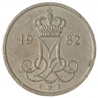 Монета Дания 10 эре 1982
