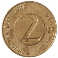 Монета Словения 2 толара 1996