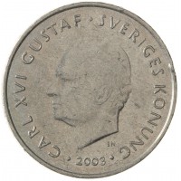 Монета Швеция 1 крона 2003