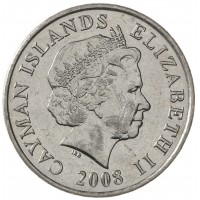 Монета Каймановы острова 25 центов 2008