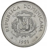 Монета Доминиканская республика 25 сентаво 1991
