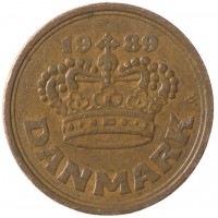 Монета Дания 50 эре 1989
