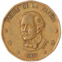 Монета Доминиканская республика 1 песо 2000