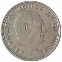 Монета Дания 1 крона 1968