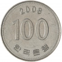 Монета Южная Корея 100 вон 2008
