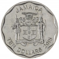 Монета Ямайка 10 долларов 2015