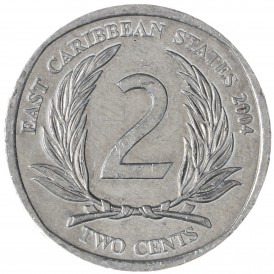 Монета Восточные Карибы 2 цента 2004