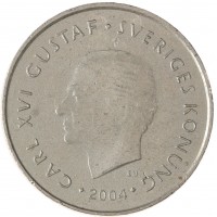 Монета Швеция 1 крона 2004