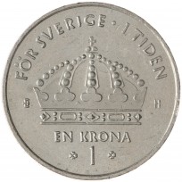 Монета Швеция 1 крона 2004