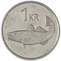 Монета Исландия 1 крона 1989