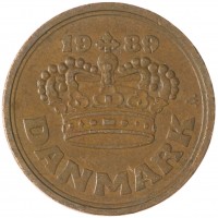 Монета Дания 50 эре 1989