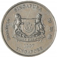 Монета Сингапур 20 центов 1997