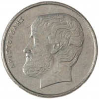 Монета Греция 5 драхм 1990