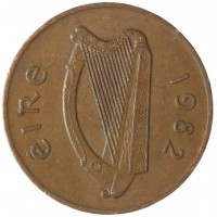 Монета Ирландия 2 пенса 1982