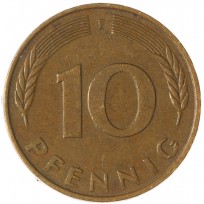 Монета Германия 10 пфеннигов 1979 F