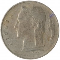 Монета Бельгия 1 франк 1961