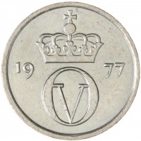 Монета Норвегия 10 эре 1977