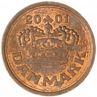 Монета Дания 25 эре 2001
