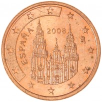 Монета Испания 5 евроцентов 2008