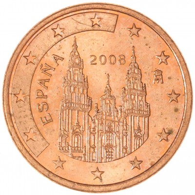 Монета Испания 5 евроцентов 2008