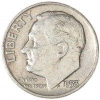 Монета США 1 дайм 1953