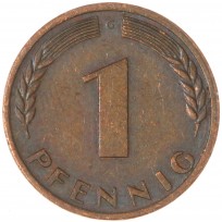 Монета Германия 1 пфенниг 1969 G