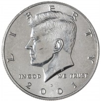 Монета США 50 центов 2001 Kennedy Half Dollar D