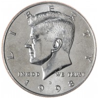 Монета США 50 центов 1998 Kennedy Half Dollar D