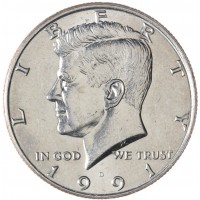 Монета США 50 центов 1991 Kennedy Half Dollar D